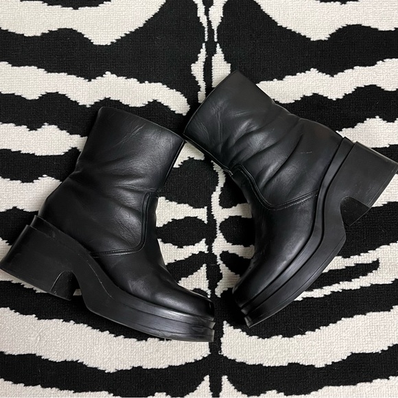 Vintage 90s Y2K SoHo Cobbler Alex Chunky Platform Leather Boots Size 8.5 - Picture 5 of 16